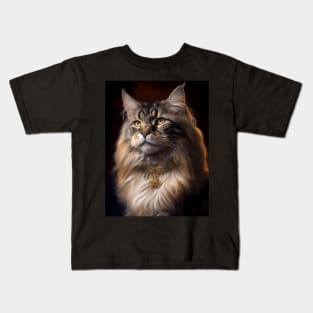 Royal Portrait of a Maine Coon Cat Kids T-Shirt